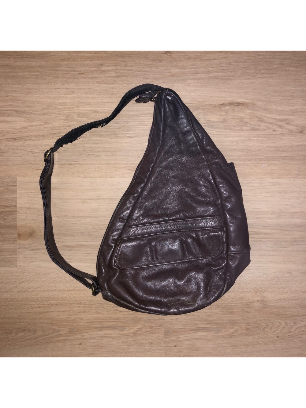 VINTAGE AMERIBAG BROWN LEATHER SLING BAG 16” MESSENGER CROSSBODY